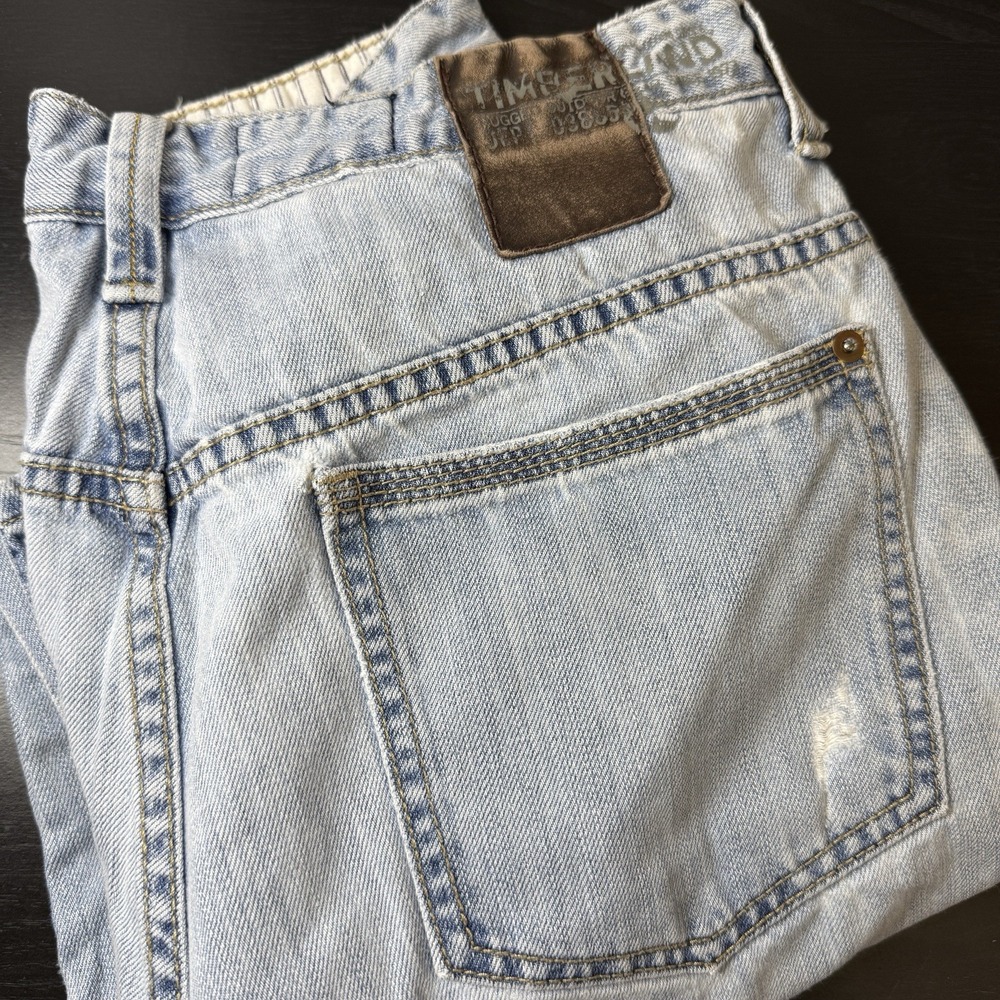 VTG Timberland Jeans Blue Baggy Cotton Relaxed‎ Denim 36x30 Thrashed Grunge Y2K